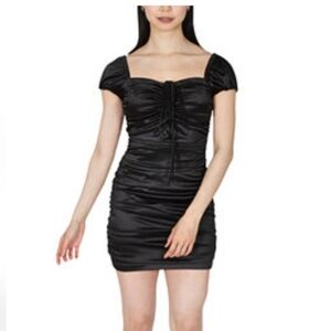 Chic Black Ruched Mini Dress